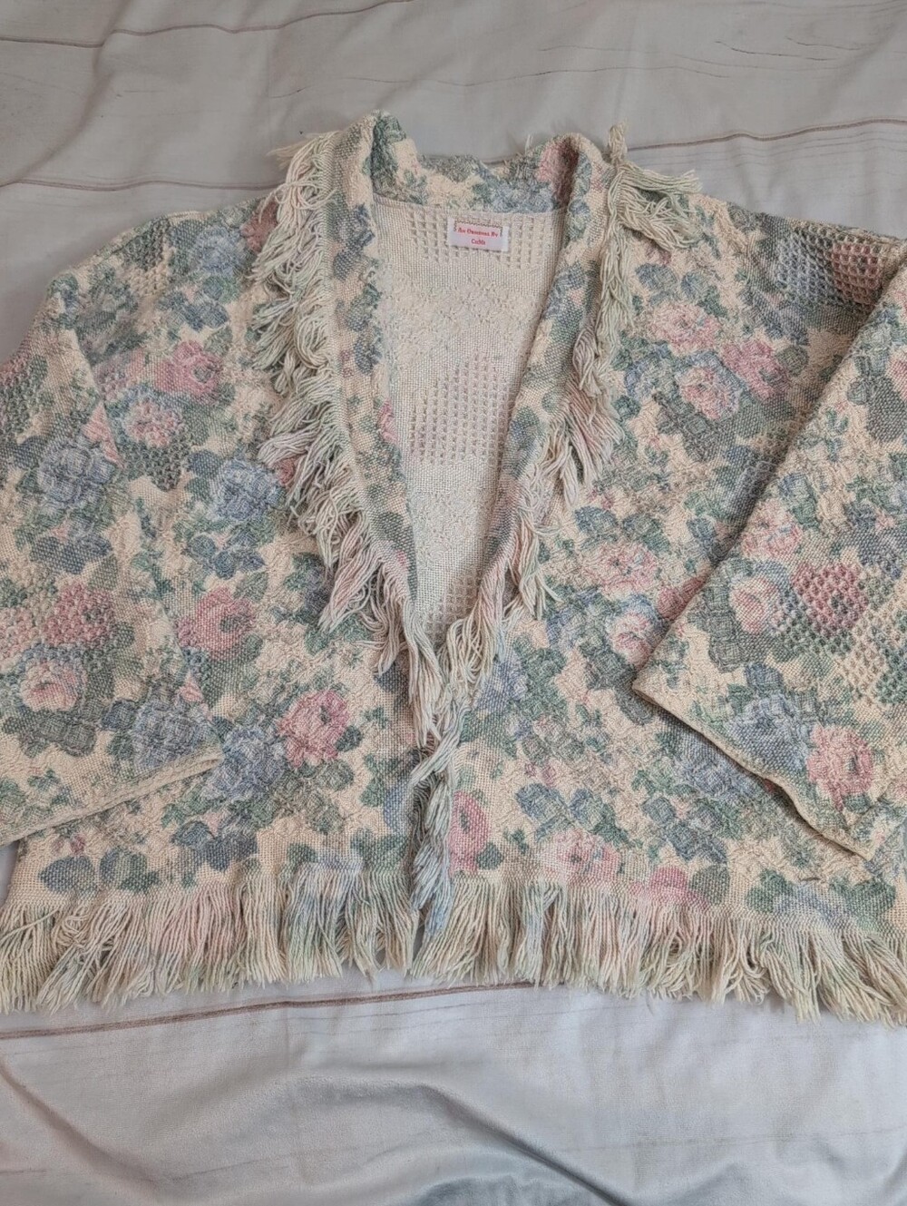 Vintage CarMa Floral Tapestry Fringe Jacket Cottagecore Boho Grannycore